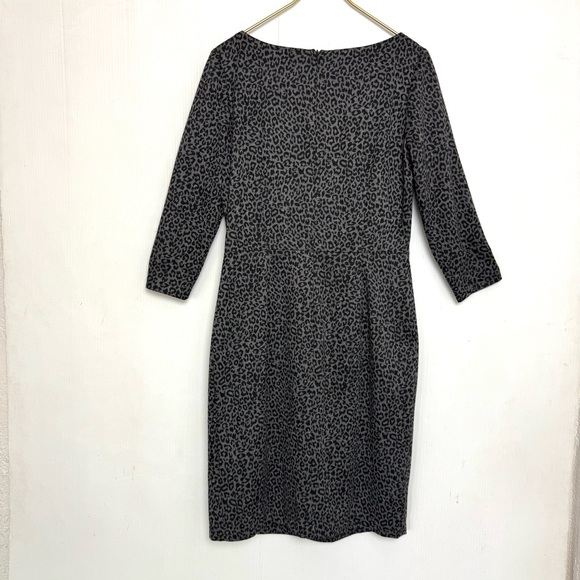 David Meister Gray and black 3/4 sleeve leopard print dress 12 - Picture 6 of 12
